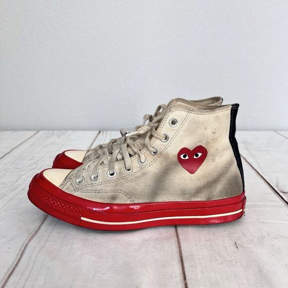Converse Chuck Taylor X CDG Play All-Star 70 Hi Top Beige Red (A01794C) … - Picture 2 of 11